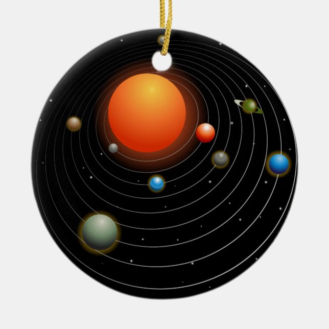 Solar System Graphic Ceramic Tree Decoration (Front)