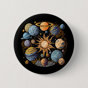 Solar System Graphic Design 6 Cm Round Badge