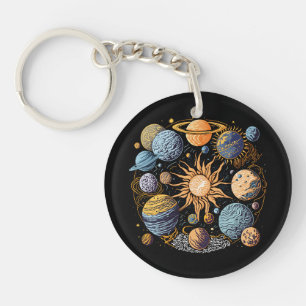 Solar System Graphic Design Key Ring