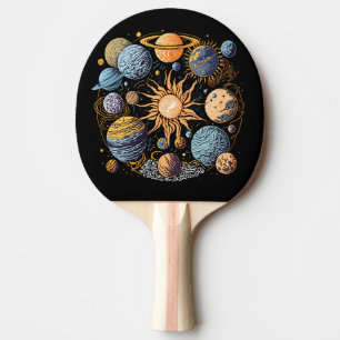 Solar System Graphic Design Ping Pong Paddle