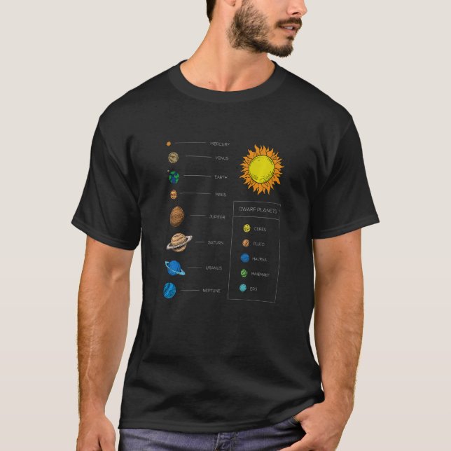 Solar-System Kids and Adults Dwarf Planets Educati T-Shirt (Front)