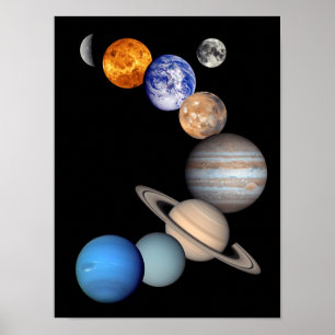 Solar System Montage JPL Planet Photos Poster