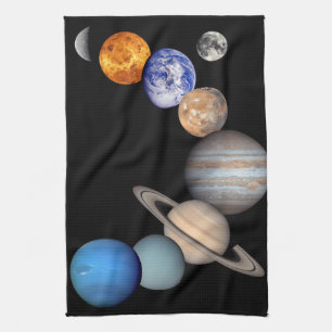 Solar System Montage JPL Planet Photos Tea Towel