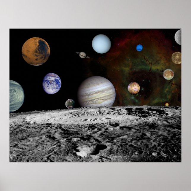 Solar System Montage of Voyager Images 54x42 Poster (Front)
