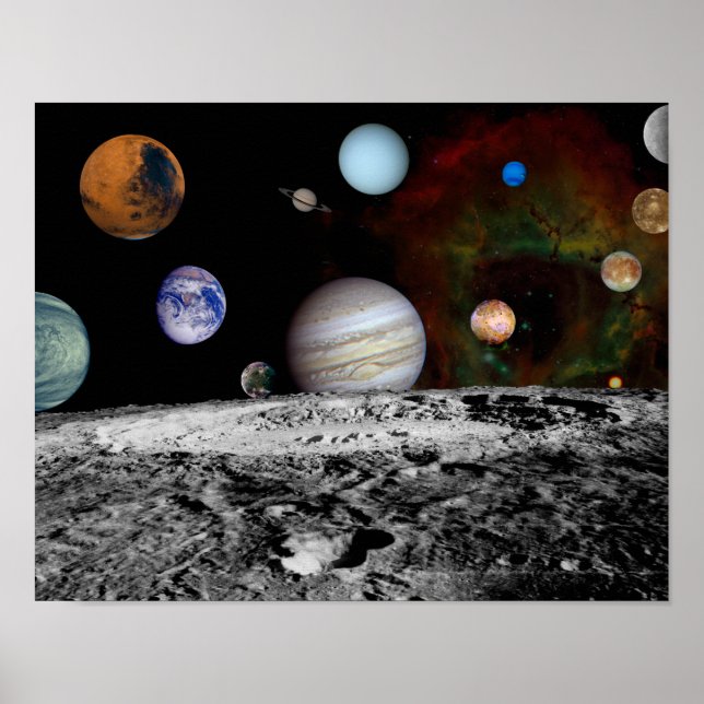 Solar System Montage of Voyager Images Poster (Front)