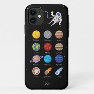 Solar system, outerspace planets and astronaut iPhone 11 case