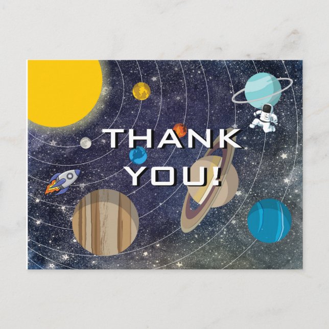 Solar System Party Thank You Postcard (Front)