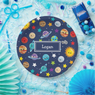 Solar System Pattern for Kids Birthday Paper Plate