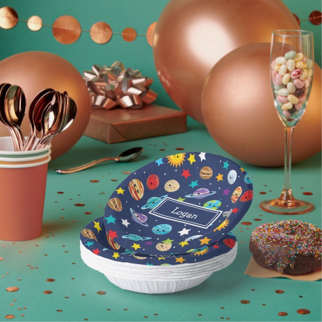 Solar System Pattern for Kids Birthday Paper Plate (Multi)