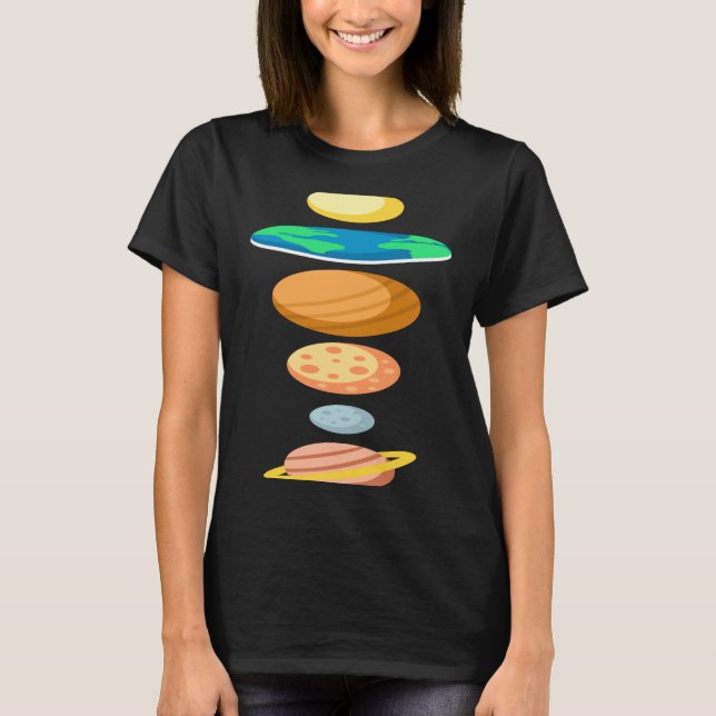 Solar System Planers Flat Earth Long Sleeve T-Shirt (Front)
