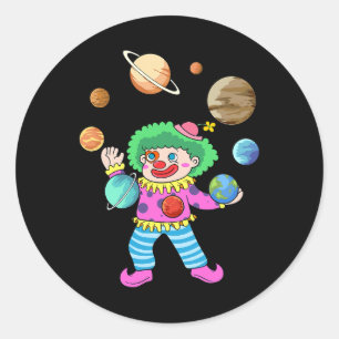Solar System Planet Clown Juggling Circus for Acro Classic Round Sticker