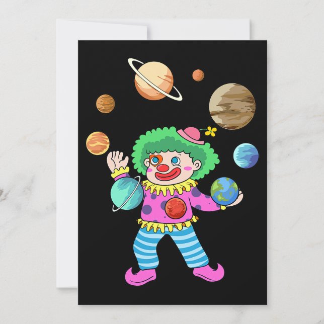 Solar System Planet Clown Juggling Circus for Acro Invitation (Front)