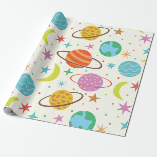 Solar System Planet Outer Space Pattern  Wrapping Paper