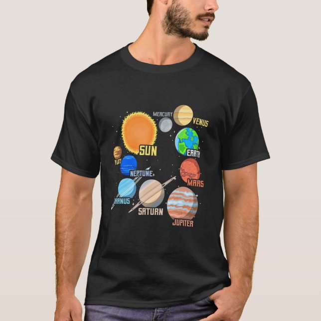 Solar System Planets And Space Scientific T-Shirt (Front)