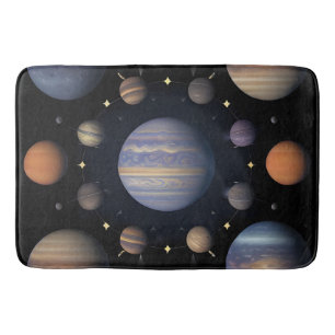 Solar System Planets Arranged in Space Bath Mat