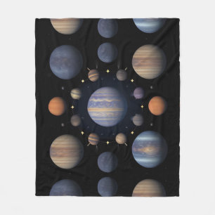 Solar System Planets Arranged in Space Fleece Blanket