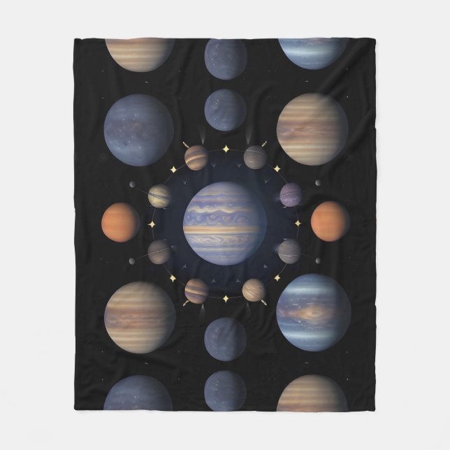 Solar System Planets Arranged in Space Fleece Blanket (Front)