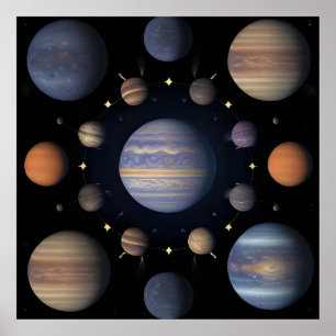 Solar System Planets Arranged in Space Poster