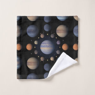 Solar System Planets Arranged in Space Wash Cloth