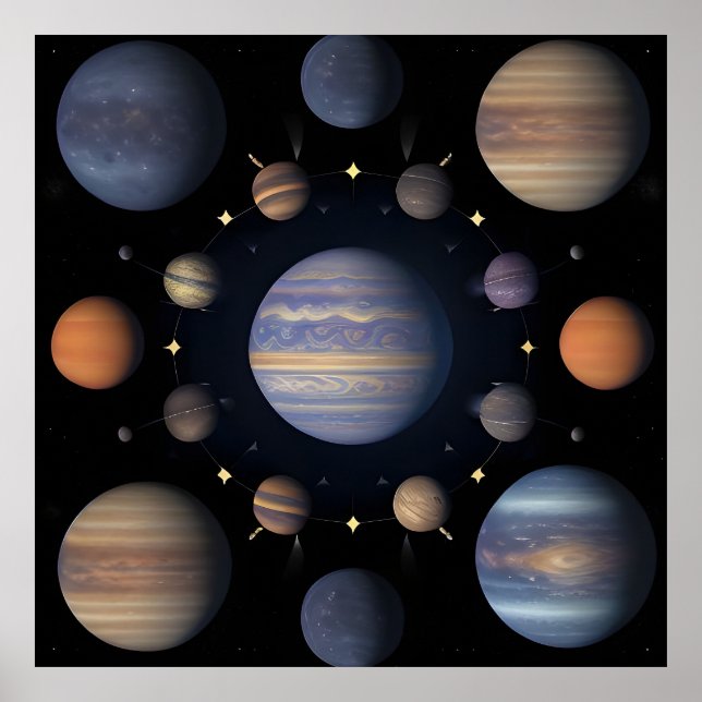 Solar System Planets Astronomy Galaxy Science Deco Poster (Front)
