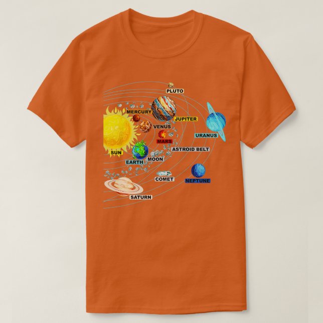 Solar System Planets  Astronomy Space Science  Gir T-Shirt (Design Front)