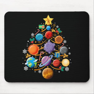 Solar System Planets Christmas Tree Astronomy Xmas Mouse Pad