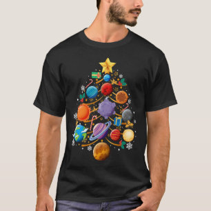 Solar System Planets Christmas Tree Astronomy Xmas T-Shirt