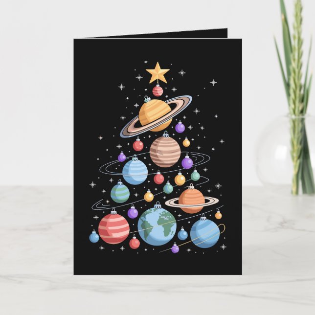 Solar System Planets Christmas Tree Space Holiday Card (Front)