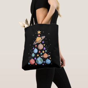 Solar System Planets Christmas Tree Space Holiday Tote Bag