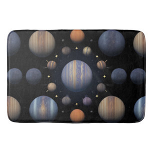 Solar System Planets Cosmic Galaxy Astronomy Decor Bath Mat