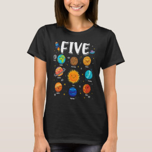 Solar System Planets Five 5 Years Old 5th Birthday T-Shirt