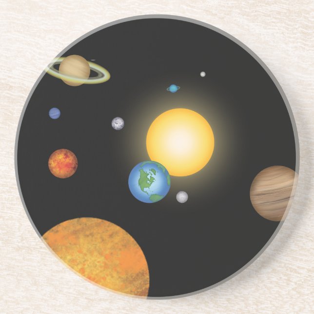 Solar System Planets in Deep Dark Space Cosmic Coaster (Front)
