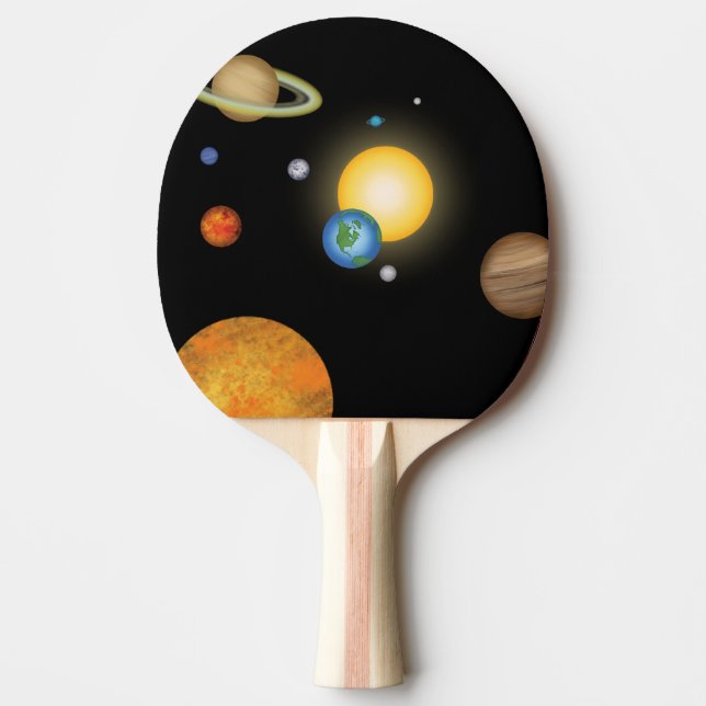 Solar System Planets in Deep Dark Space Cosmic Ping Pong Paddle (Front)