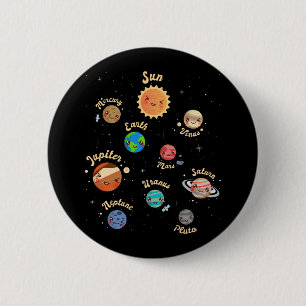 Solar System Planets Kids Knowledge Outer Space 6 Cm Round Badge
