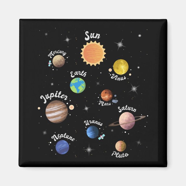Solar System Planets Kids Knowledge Outer Space Ca Magnet (Front)
