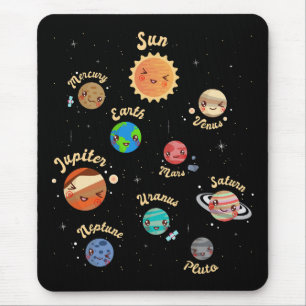 Solar System Planets Kids Knowledge Outer Space Mouse Pad
