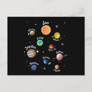 Solar System Planets Kids Knowledge Outer Space Postcard