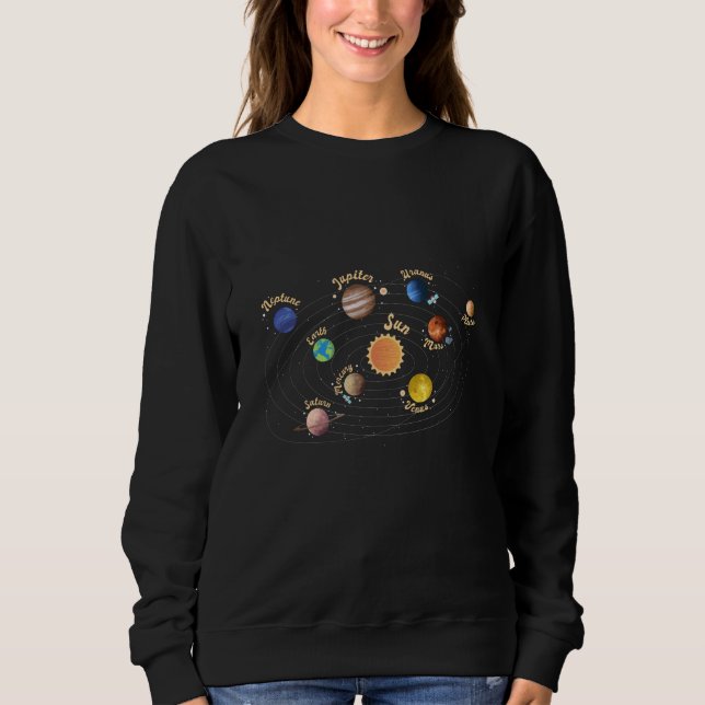 Solar System Planets Kids Knowledge Outer Space Sweatshirt (Front)