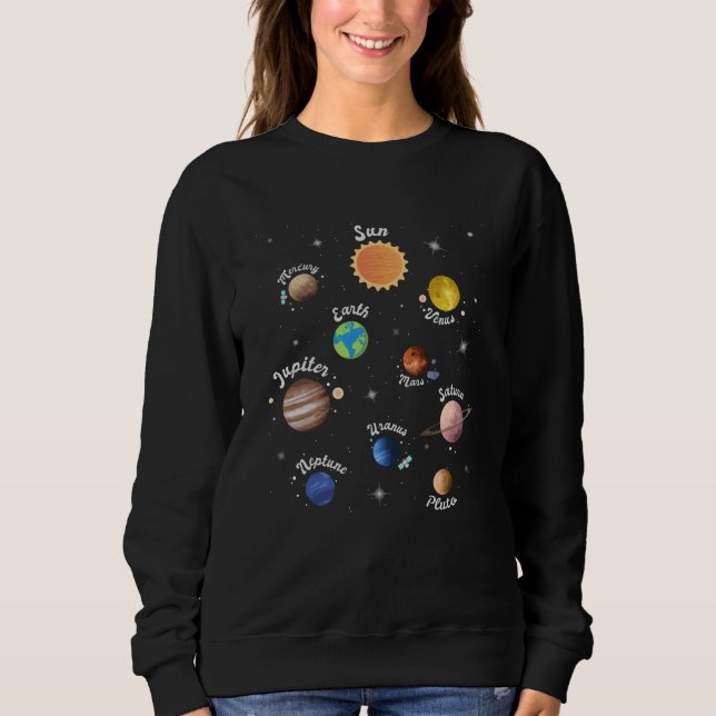 Solar System Planets Kids Knowledge Outer Space Sweatshirt (Front)