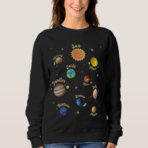 Solar System Planets Kids Knowledge Outer Space T- Sweatshirt
