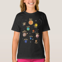 Solar System Planets Kids Knowledge Outer Space T-