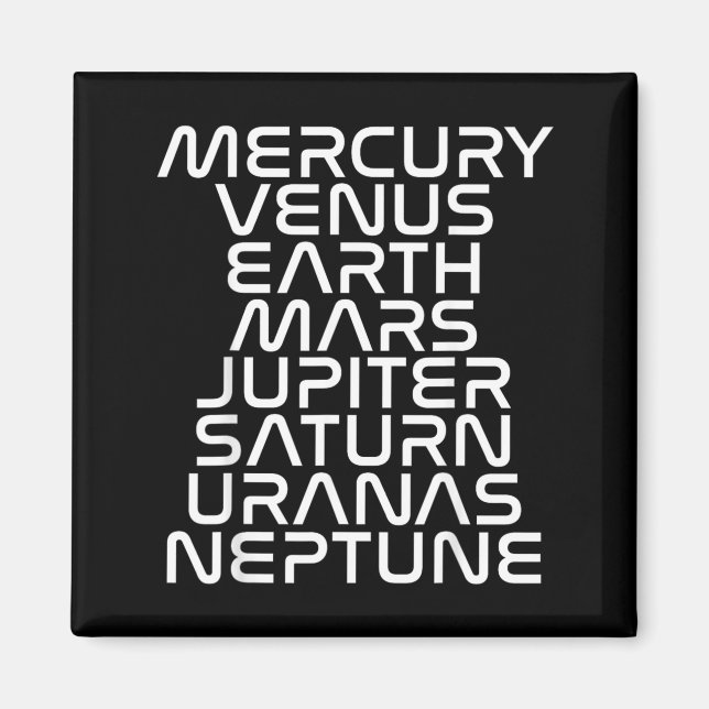 Solar System Planets List Outer Space Science Gift Magnet (Front)