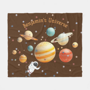 Solar System Planets Monogram Colourful Kids Cool Fleece Blanket