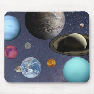 Solar system planets mouse pad
