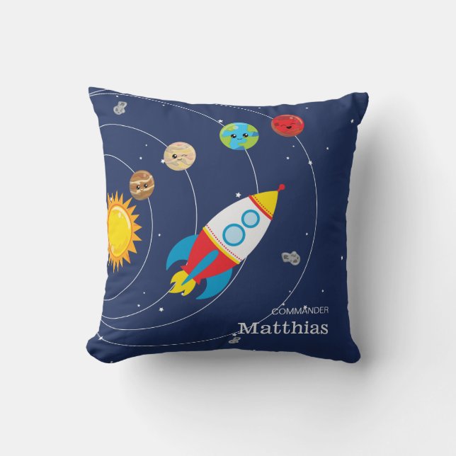 Solar System Planets Rocketship Space Astronaut Cushion (Front)