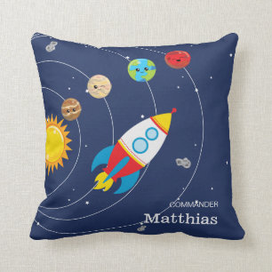 Solar System Planets Rocketship Space Astronaut Cushion