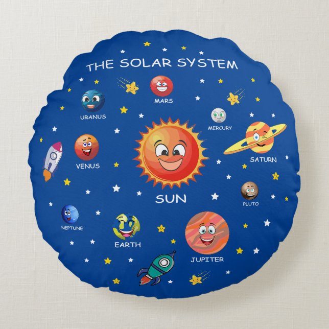 Solar System Planets Round Cushion (Front)