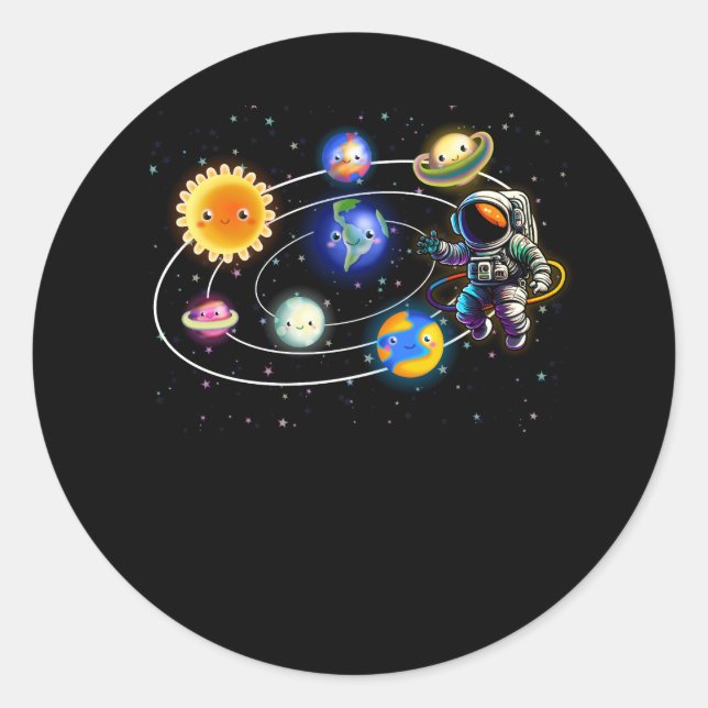 Solar System Planets Science Space Astronaut Unive Classic Round Sticker (Front)