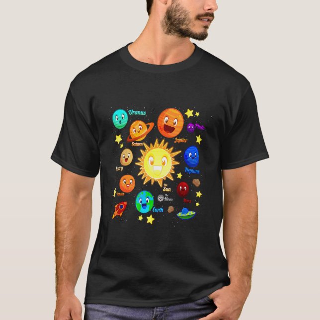 Solar System Planets Science Space Boys Girls Kids T-Shirt (Front)