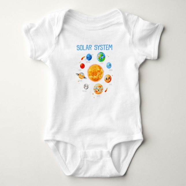Solar System Planets Science Space Boys Girls STEM Baby Bodysuit (Front)